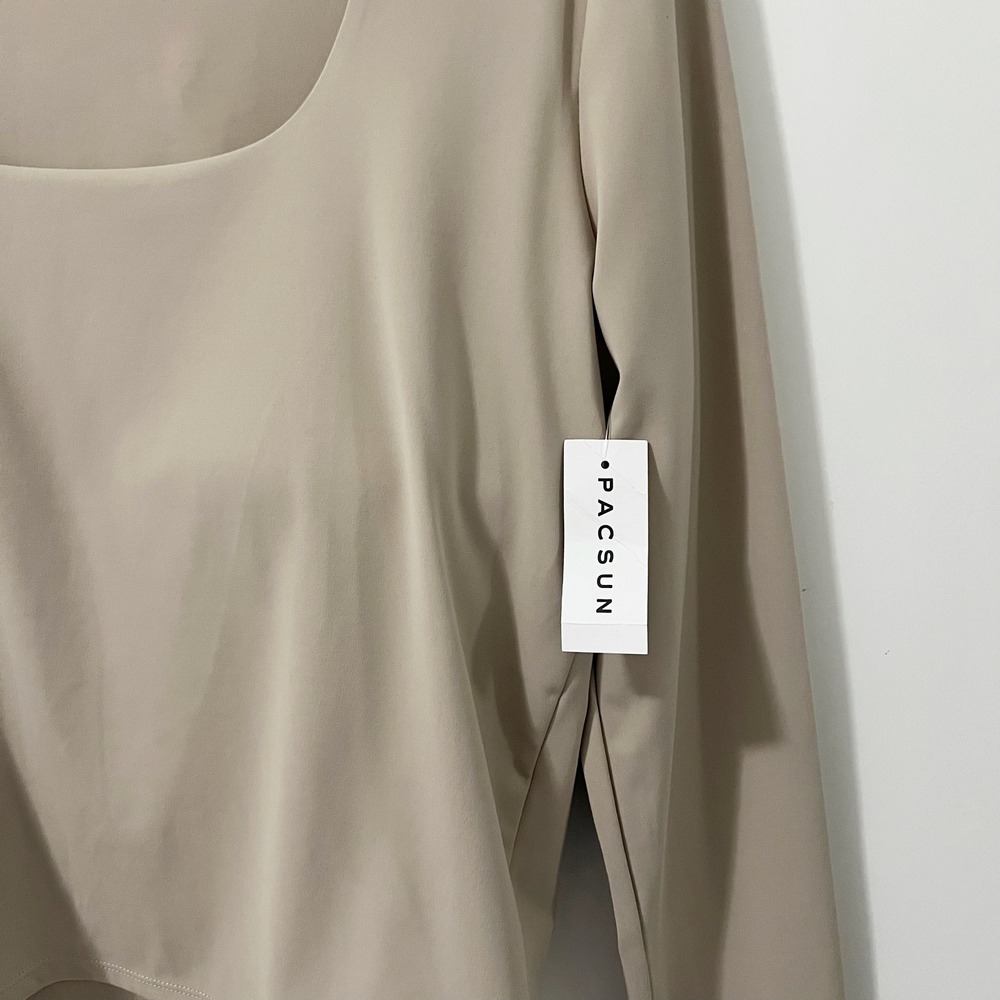 PacSun Contouir XXL Long Sleeve Square‎ Neck Top New NWT Stretch Beige - Picture 4 of 5